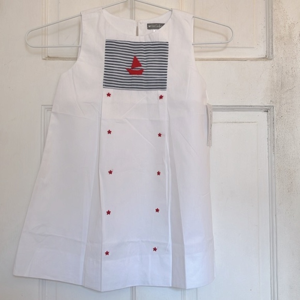 NWT Petit Confection girls white sailor dress in size 4T